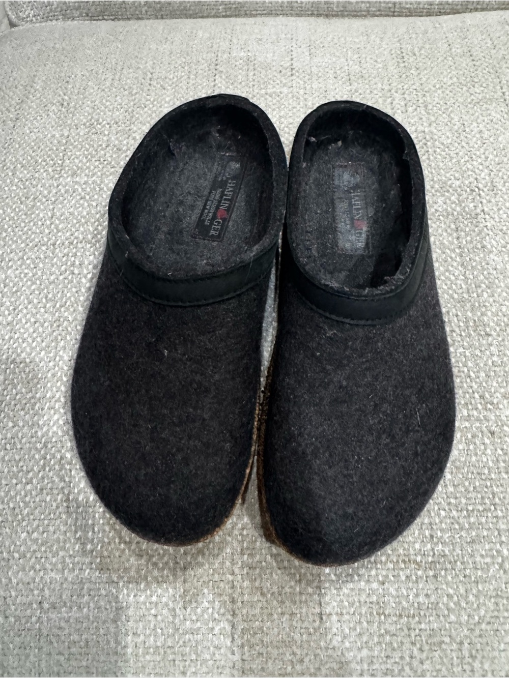 Haflinger Grizzly Wool Felt Slip-On Cork Clogs with Leather Trim Women’s 9